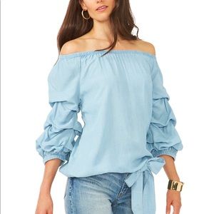 Balloon-Sleeve Off the Shoulder Top